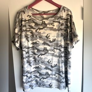 NWOT - Sew In Love - Super Soft buttery mat. - Camo  - blue, cream and gray - L